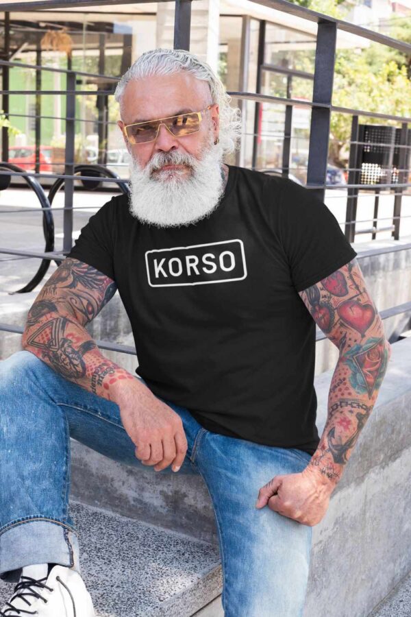 Korso T-paita navy sininen KORSO-painatuksella