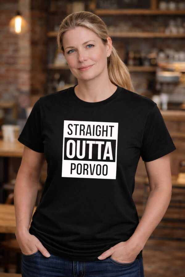 Straight Outta Porvoo T-paita Musta -värisenä