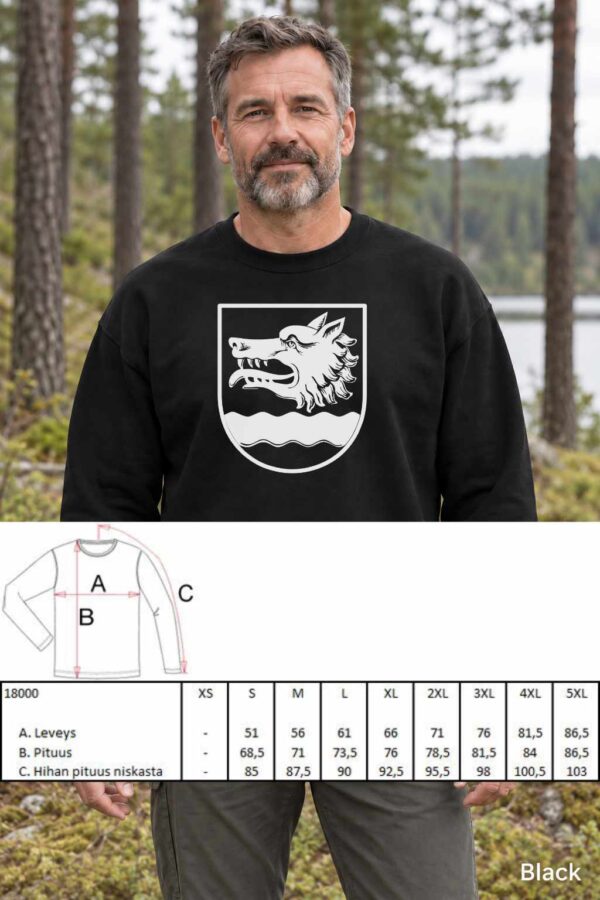 college me måttbild Sipoon vaakuna collegepaita